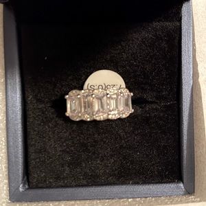 NIB Italo Halo Emerald Created White Sapphire ring in size 7.25.